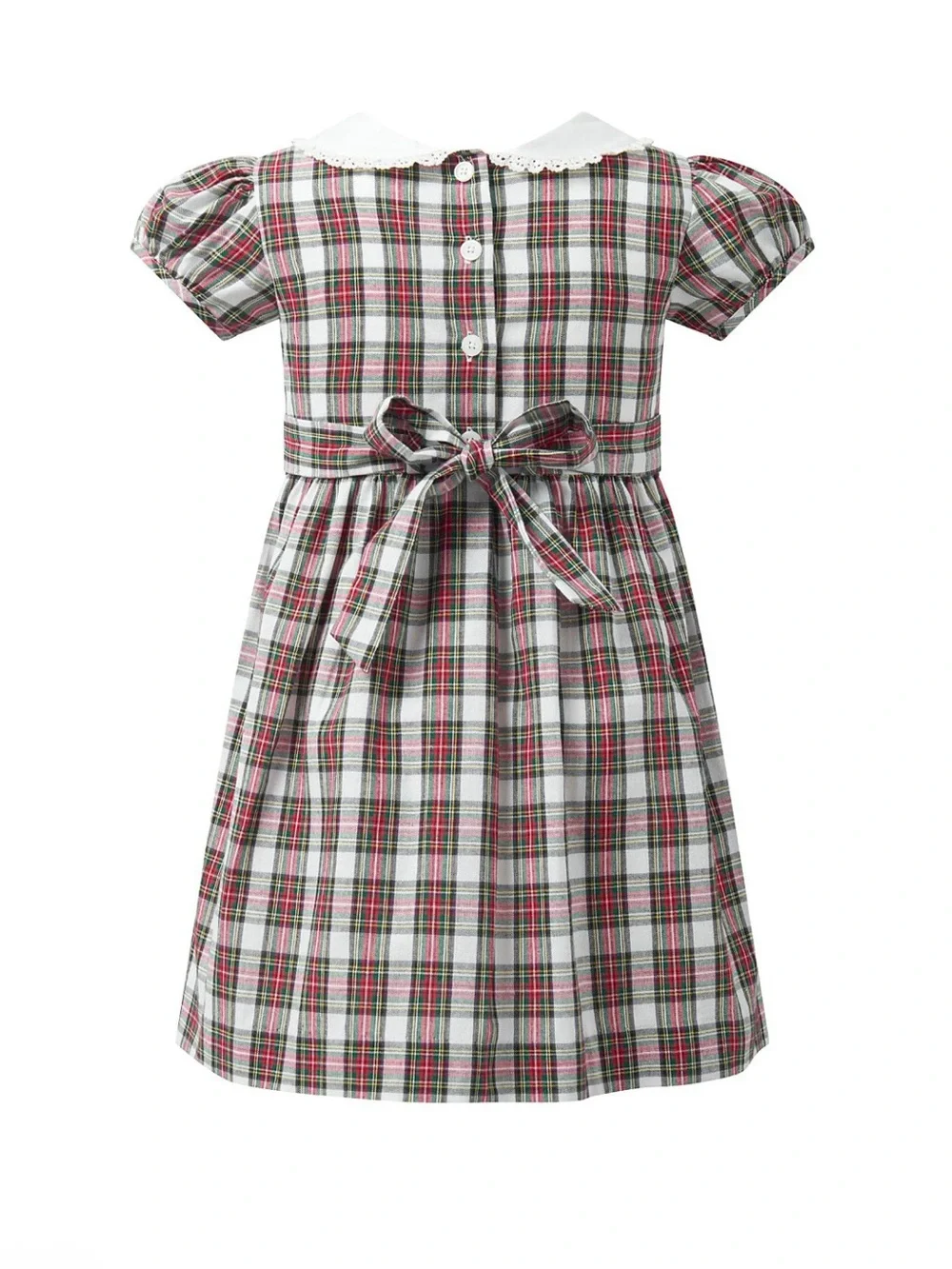 Rachel Riley Girls' Ivory Tartan Frill Front Dress size 10